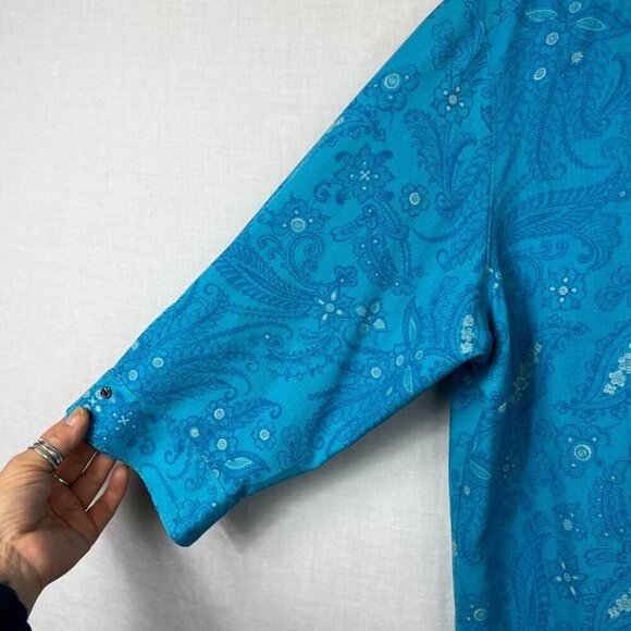 Columbia‎ Sportwear River Resort Silk Cotton Blouse Womens M Retro Paisley Disco - Picture 5 of 12